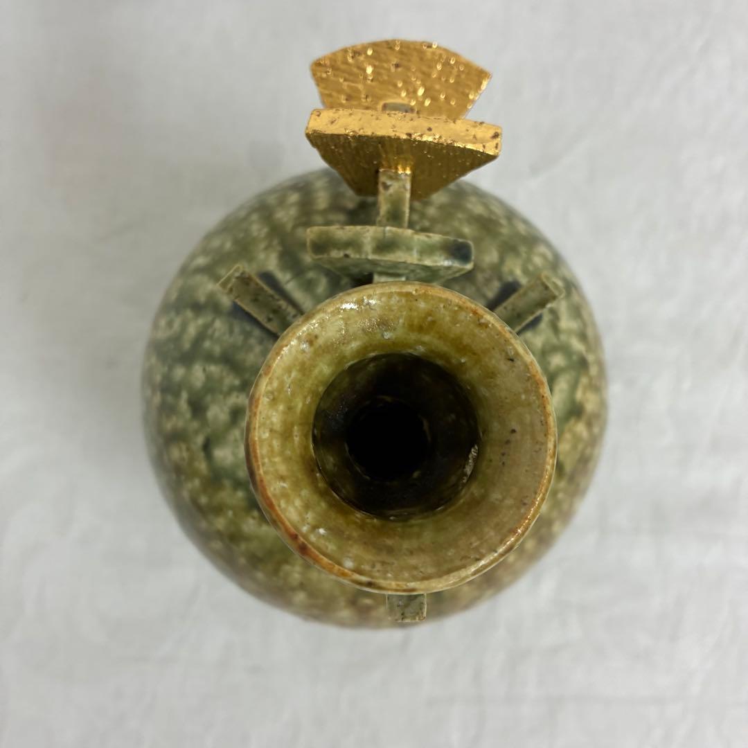 作家物 永見鴻人作 鳥 花挿 花瓶 一輪挿し 飾り壺 ヴィンテージ 桐箱入り