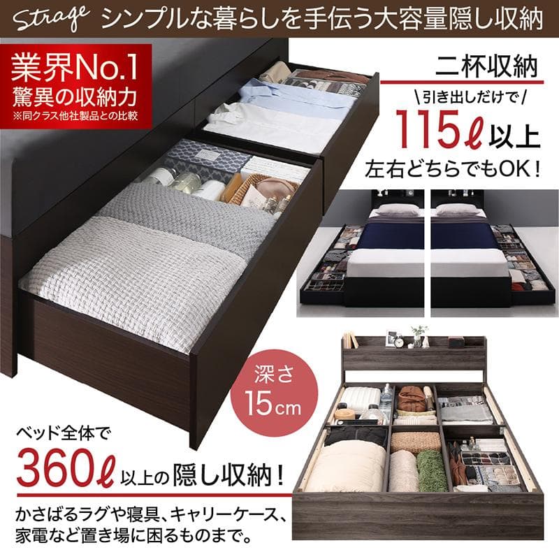 最安値！マットレスなし ダブルベッド 　　収納 コンセント 送料込み！ 21