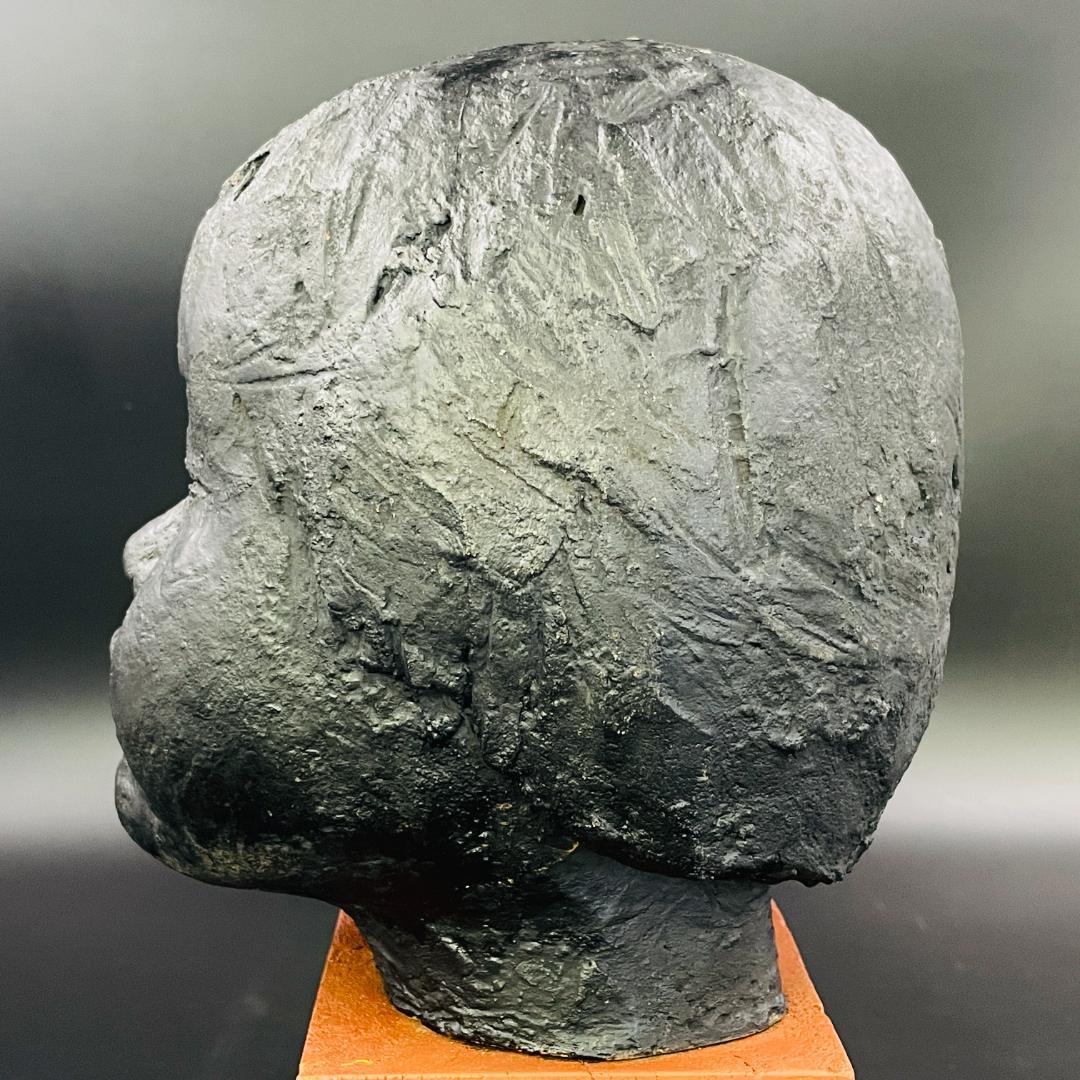 二部黎 にべれい 女性頭部像 彫刻作品 約35cm 北海道 小樽 本郷新師事