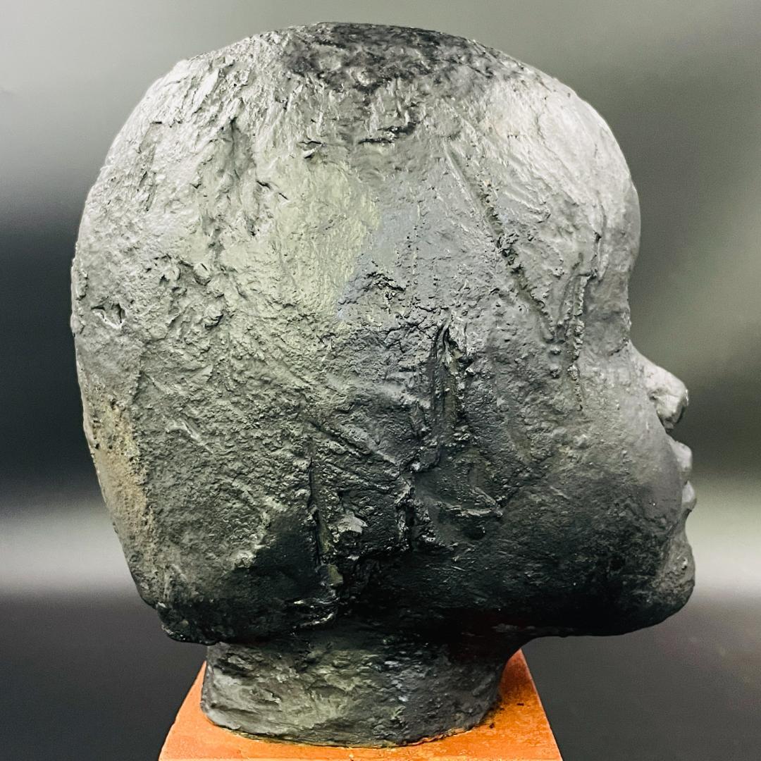 二部黎 にべれい 女性頭部像 彫刻作品 約35cm 北海道 小樽 本郷新師事