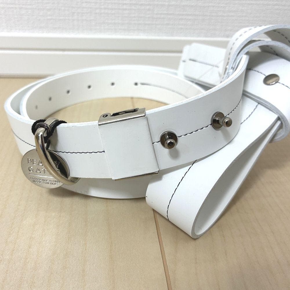 新品 PEARLY GATES パーリーゲイツ レザーリボン ベルト 白