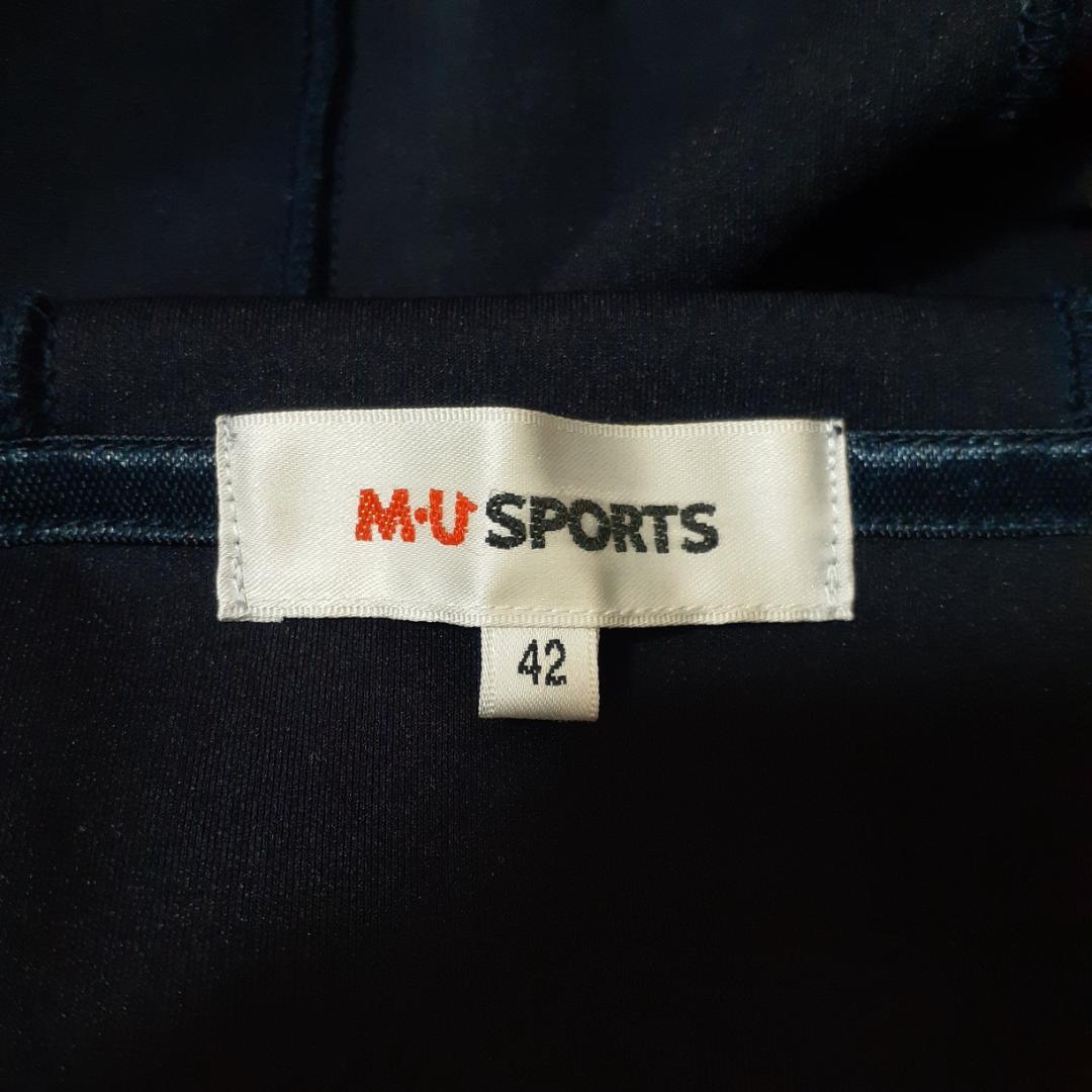 美品△M・U SPORTS エムユースポーツ 半袖パーカー 紺 ゴルフウェア L