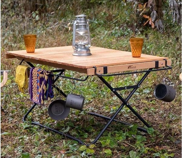 FIELDOOR　折りたたみテーブル 木製天板 90×60×45