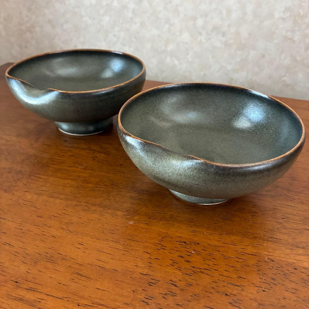 【極美品】焼き締め 片口小鉢 2客セット 和モダン 器 盛り鉢 豆皿 鉢