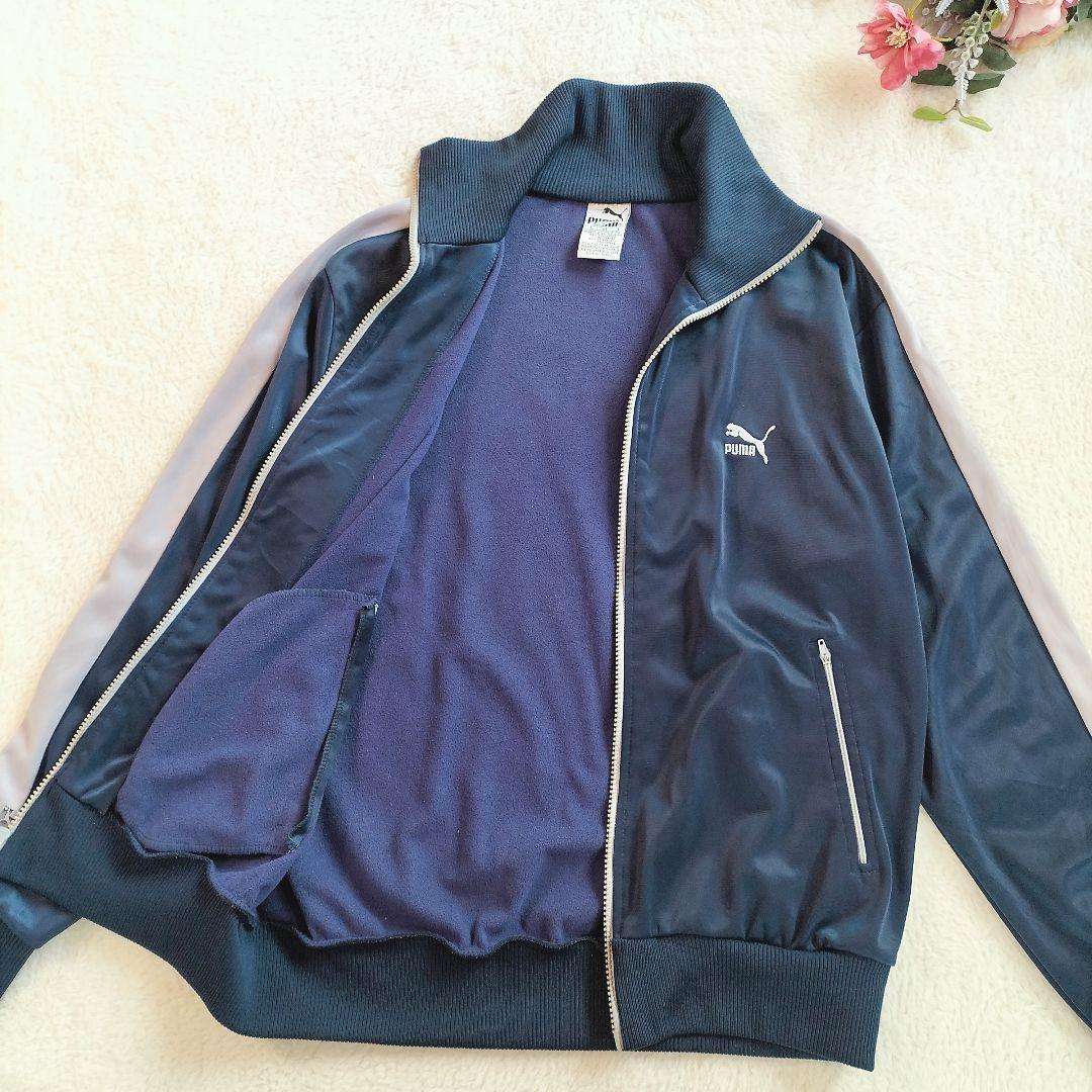【プーマ】美品 80’トラックジャケット ネイビー 内側フリース Mサイズ