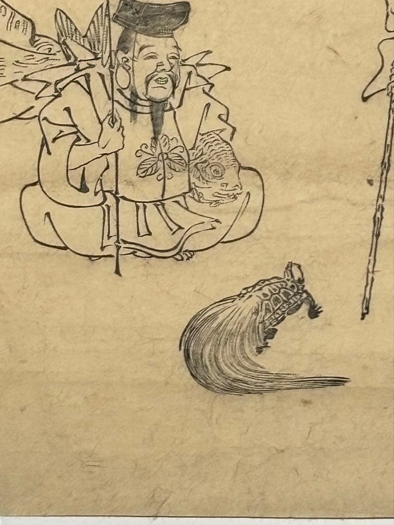 「神道七福神図」御霊宮 木版画 1枚|神社 江戸時代 木版すり刷り