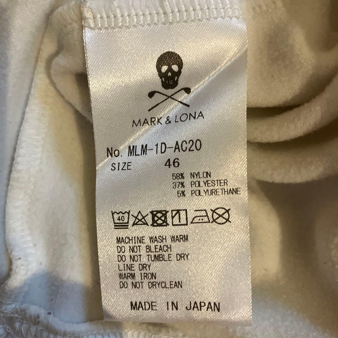 MARK&LONA ゴルフ長袖ジップアップシャツ　ホワイト