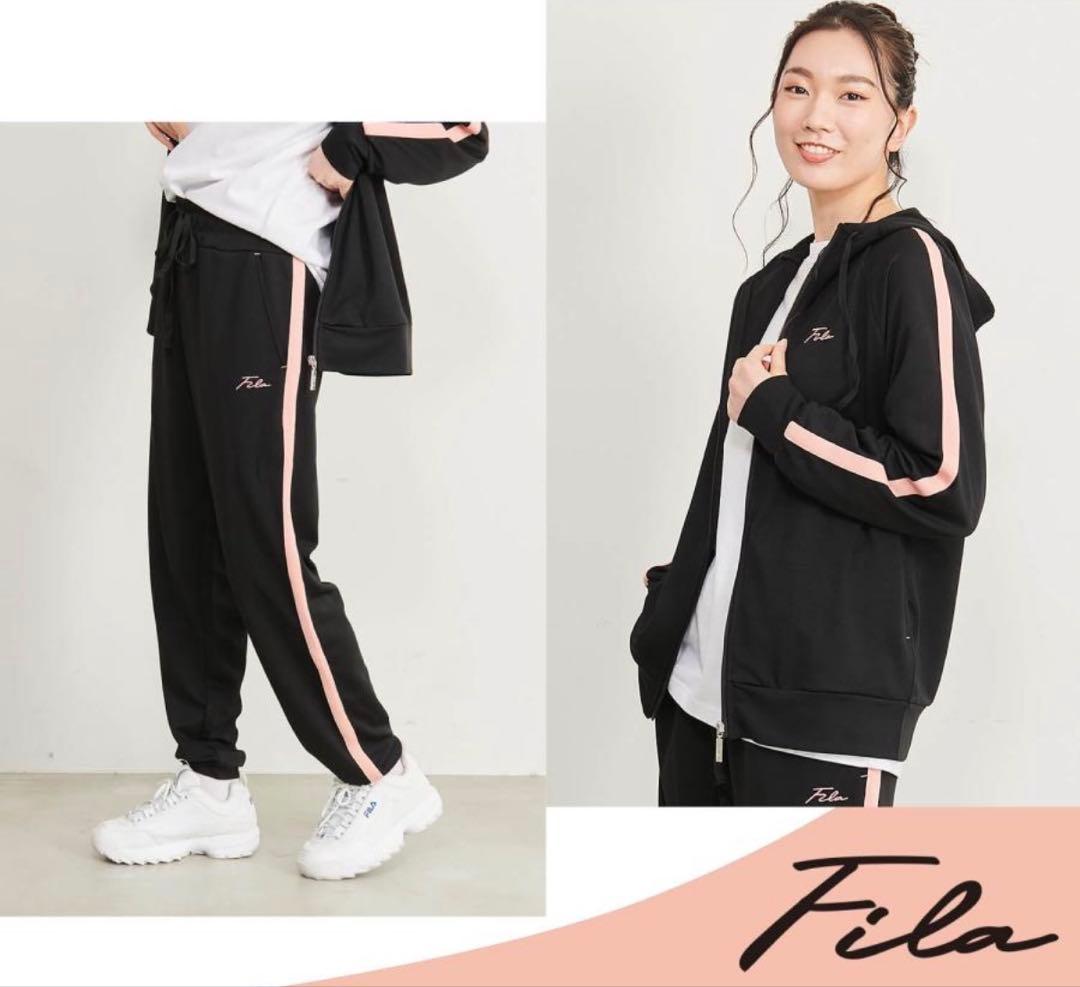 新品未使用/FILA ジャージ上下セット ブラック×ピンク LLサイズ