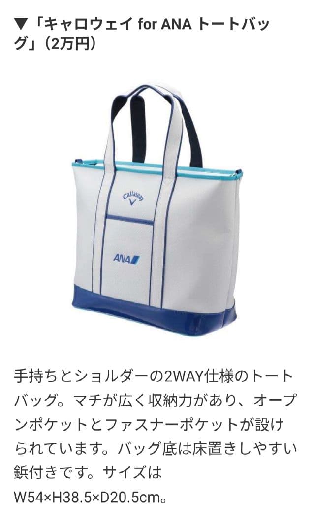 キャロウェイ　ana ゴルフ　トートバッグ　ブルー