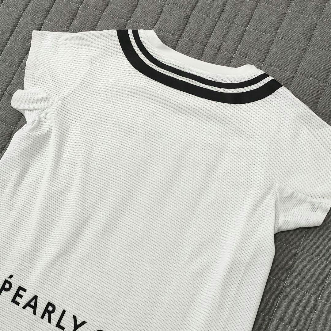 パーリーゲイツ　半袖シャツ　メッシュ切り替え　ストレッチ　ホワイト　サイズ0
