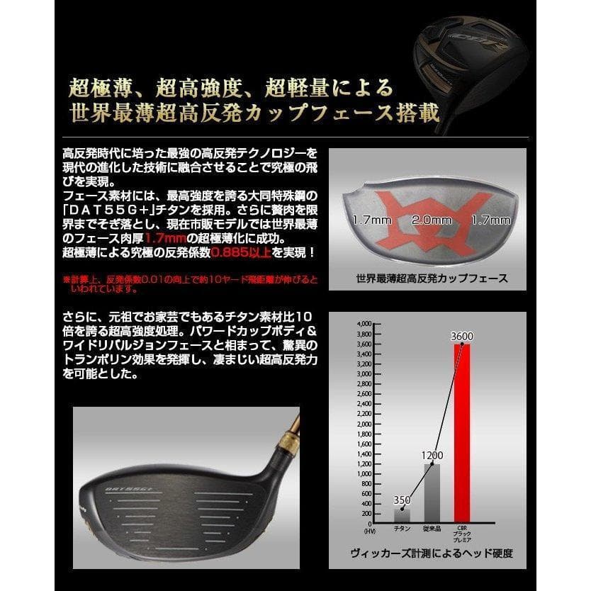 【新品】世界最薄超高反発ＣＢＲブラックプレミア 三菱プレミア飛匠シャフト