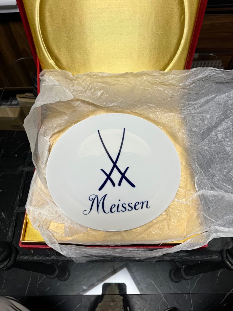 マイセン MEISSEN 青い双剣 飾り皿 プレート 25.5cm 箱付