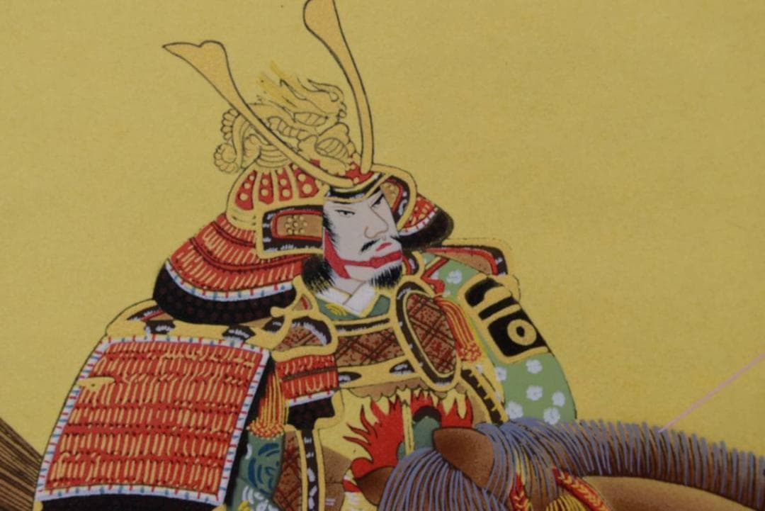 旭堂/武者絵/武者図/富士山に武者/掛軸/名家伝来/AA-329