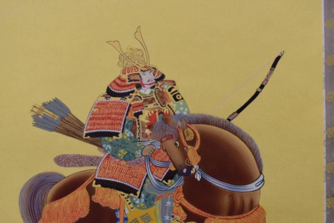旭堂/武者絵/武者図/富士山に武者/掛軸/名家伝来/AA-329