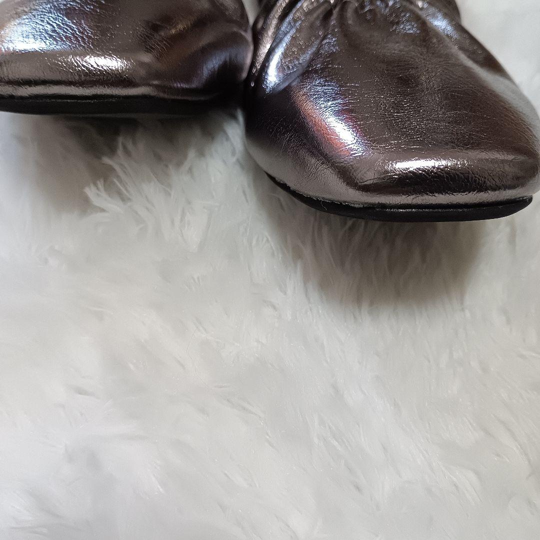 【美品】Emma Francis ギャザーバレエ 24.5 メタリックシルバー