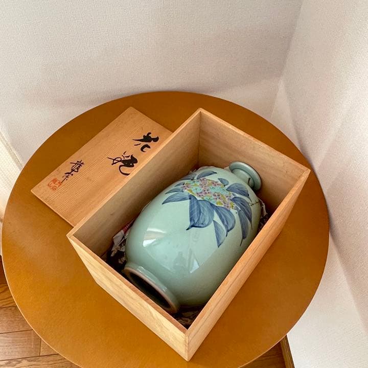 【九谷焼】九谷龍山 あじさい柄の花瓶【送料込み】