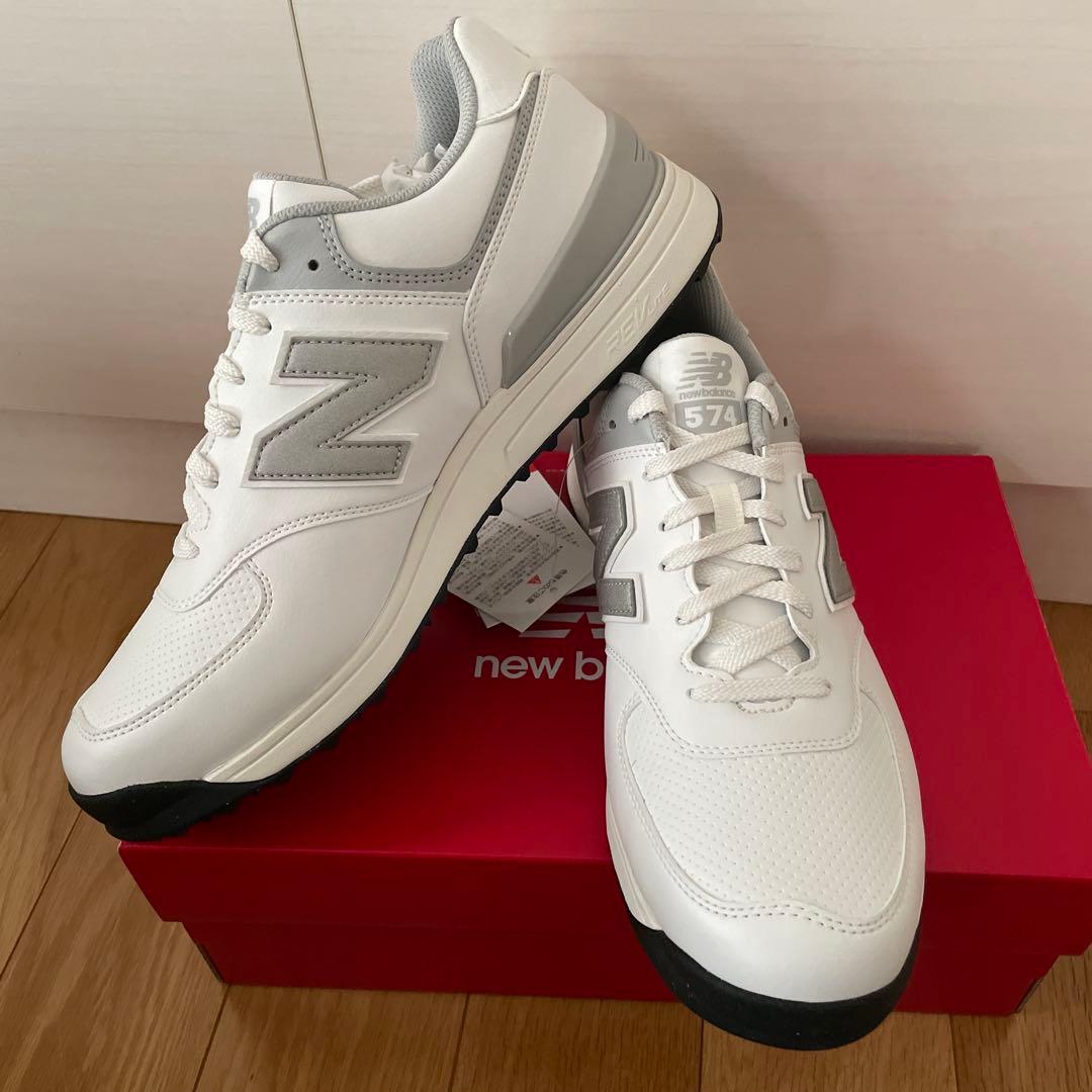 New Balance 574 ホワイトゴルフシューズ　スパイクレス　#2065