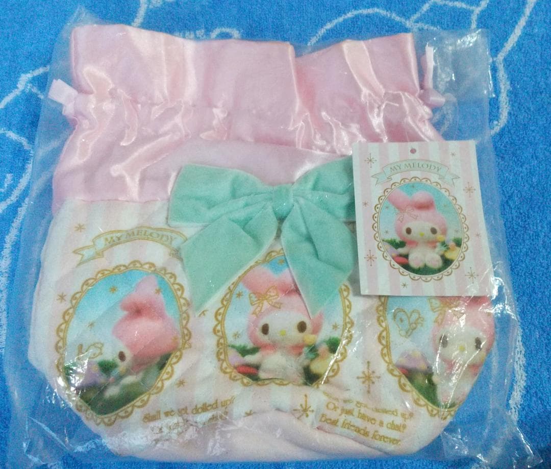 マイメロディ　巾着　ティッシュポーチ　リボン