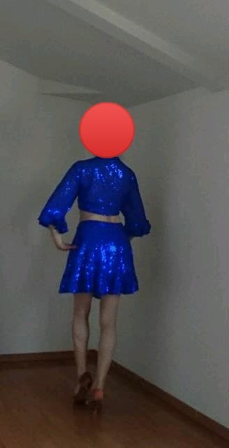 ダンス衣装　ラテンドレス　２ピース　中古　２Ｌ