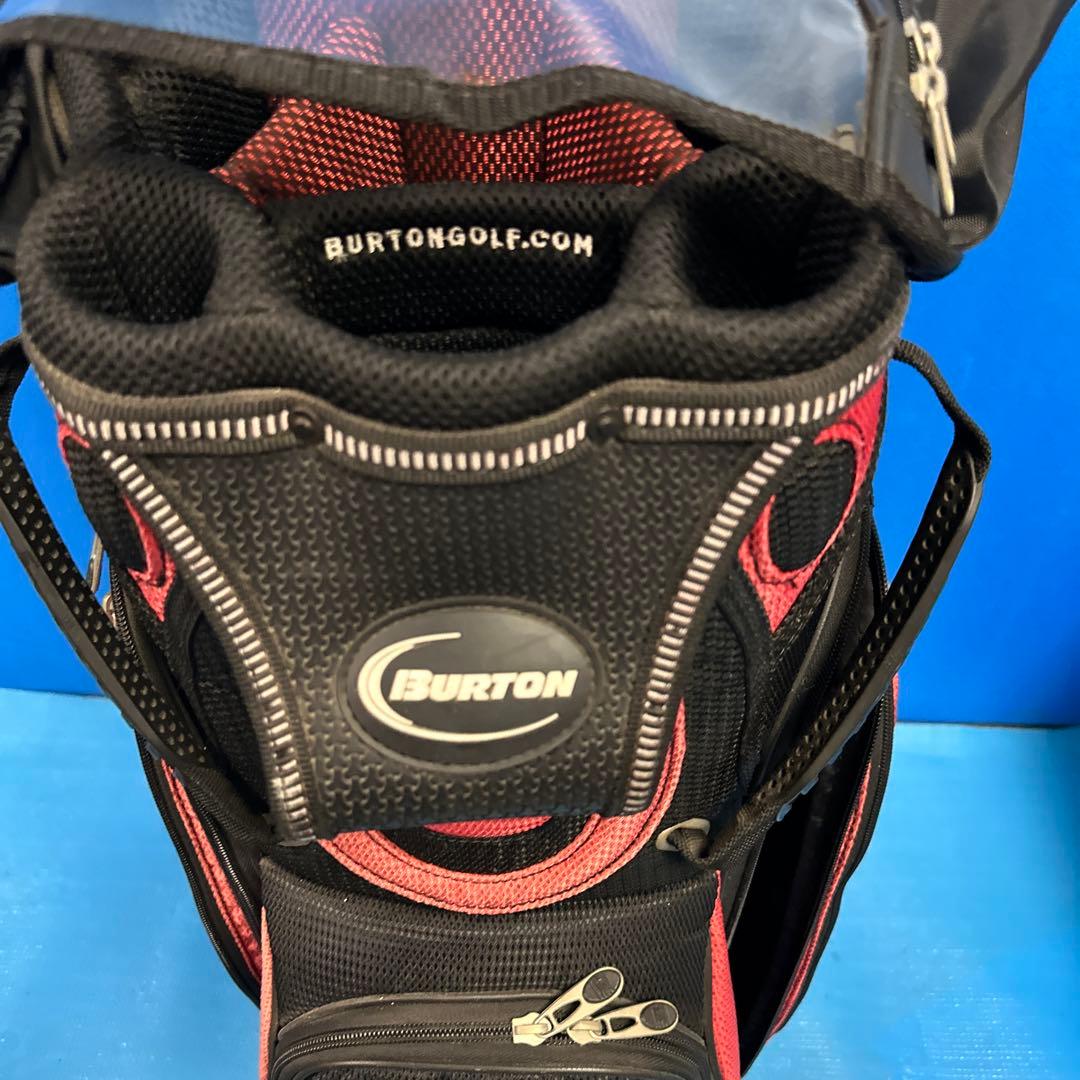 Burton ゴルフバッグ 黒/赤 透明カバー付き