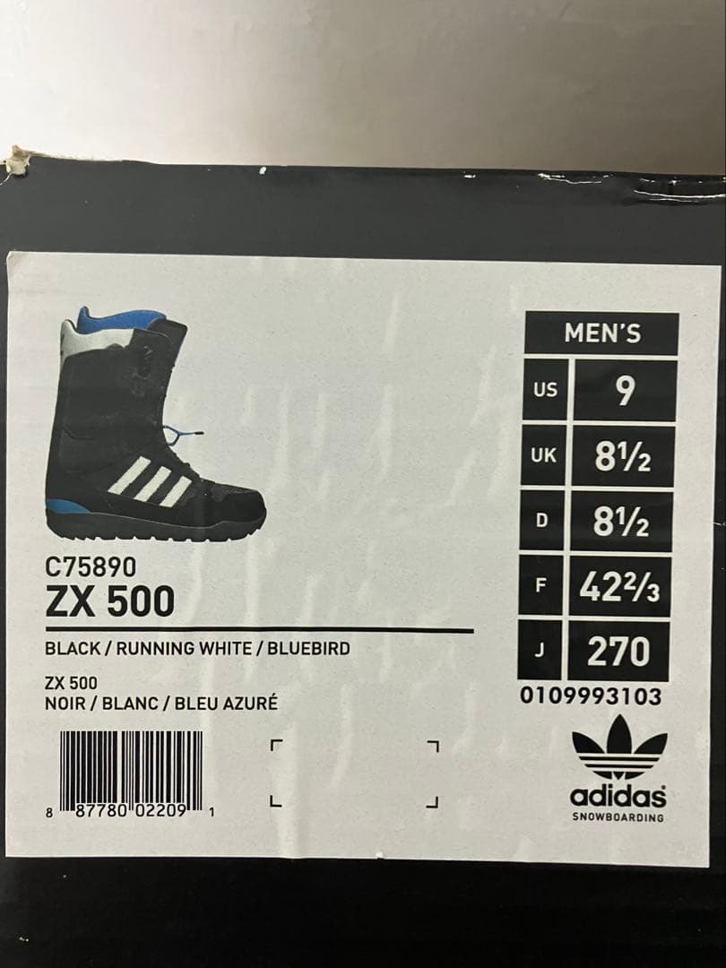 b*6様 美品 adidas スノーボードブーツ ZX500 27cm 黒/青