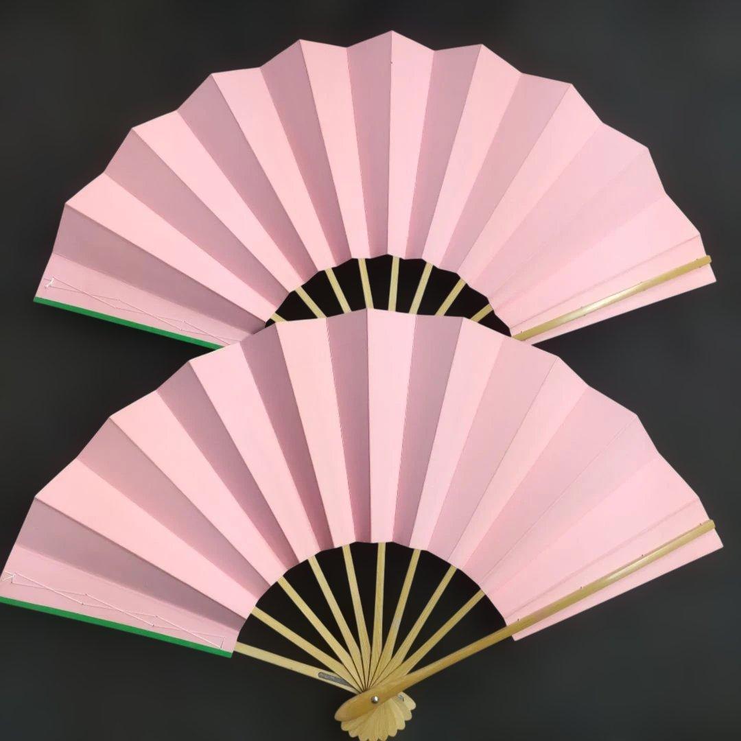 舞扇 (63) 新品未使用 表裏色違い2本セット 美品 扇子 舞台 工芸品