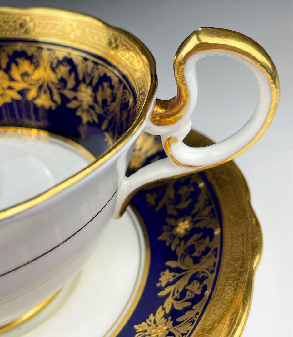 【美品】エインズレイ コバルト地 金彩 ティーカップ＆ソーサー 金盛り イギリス