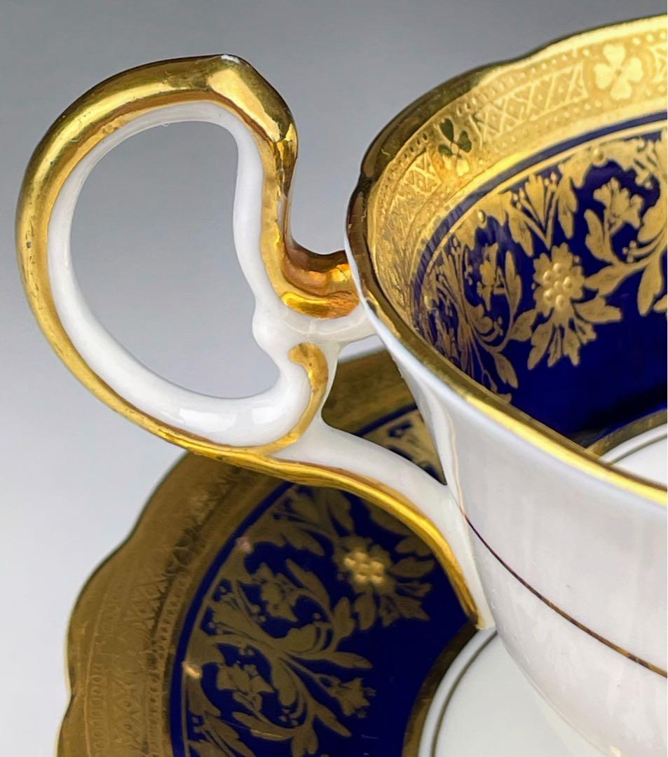 【美品】エインズレイ コバルト地 金彩 ティーカップ＆ソーサー 金盛り イギリス