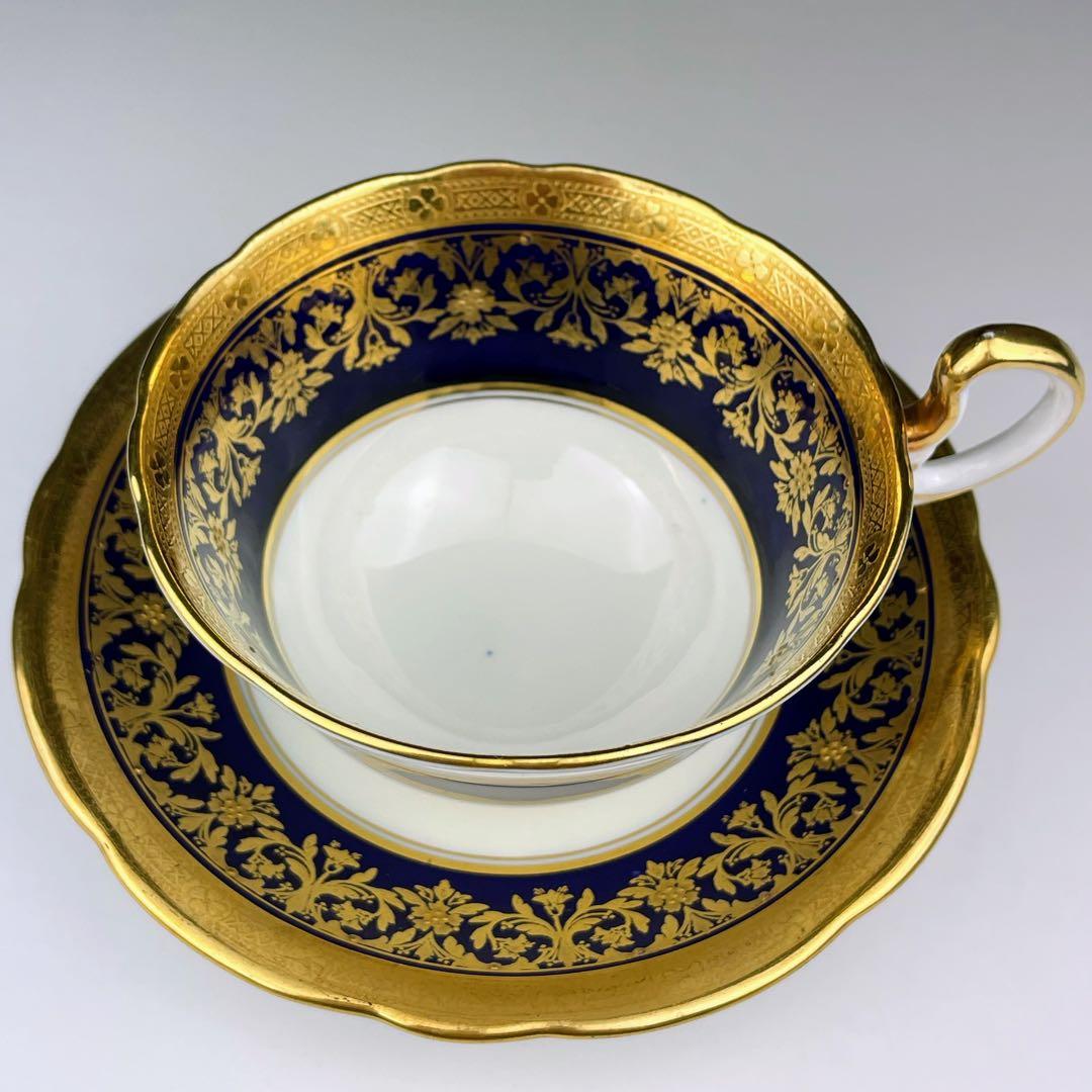 【美品】エインズレイ コバルト地 金彩 ティーカップ＆ソーサー 金盛り イギリス