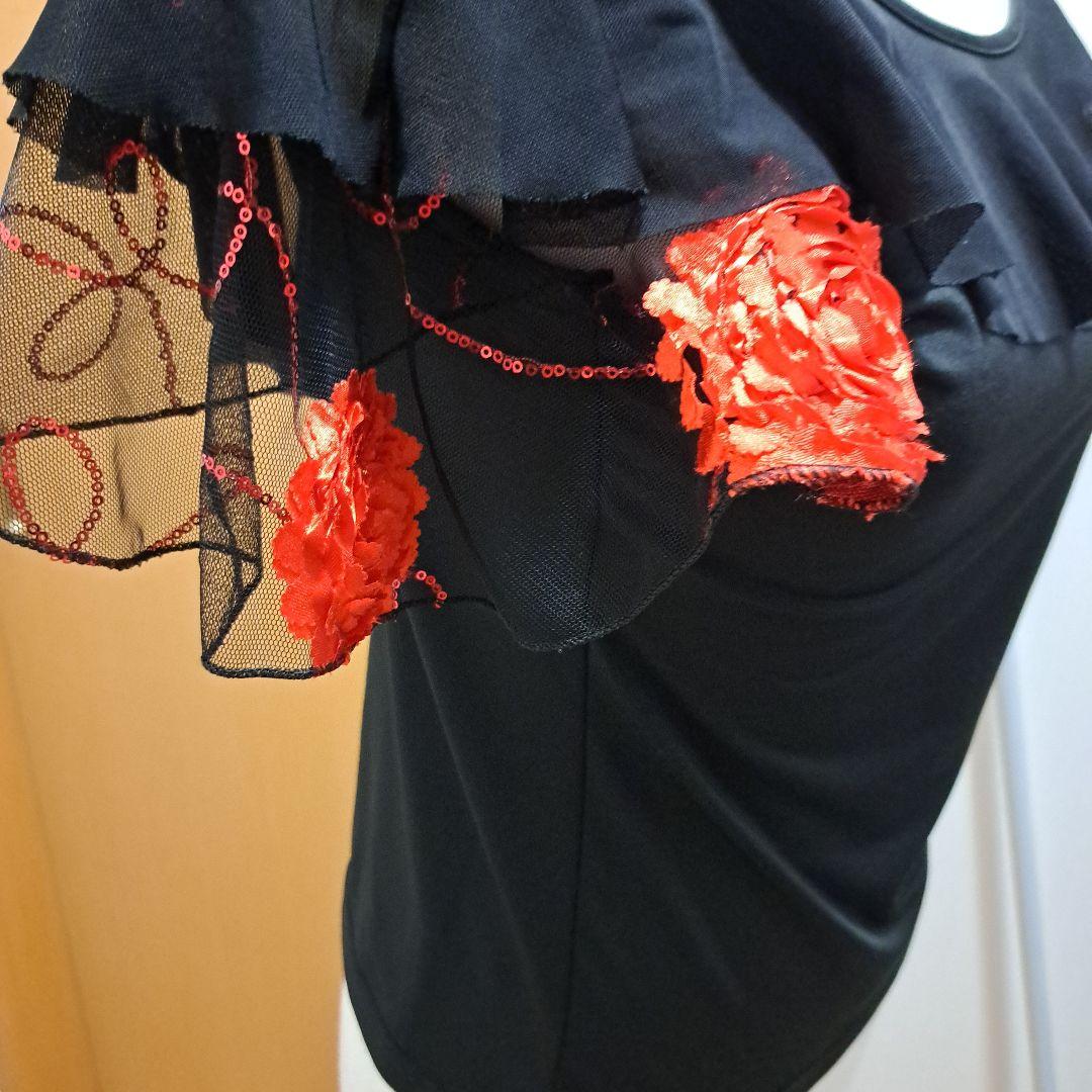♡ドレス 黒地に赤の花柄♡