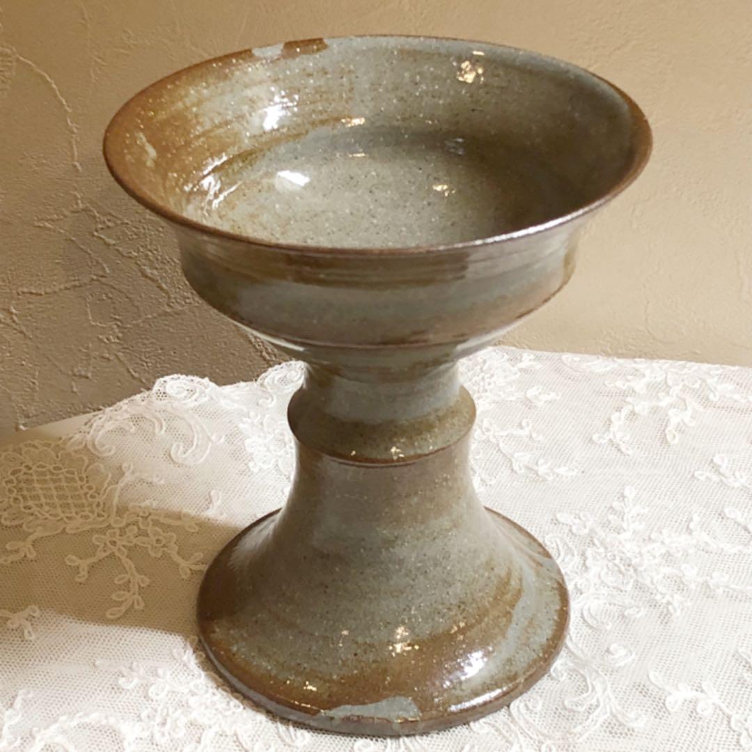 高杯 高台 デザート皿 花器 デザート皿 キャンドルスタンド 燭台 陶器 作家物