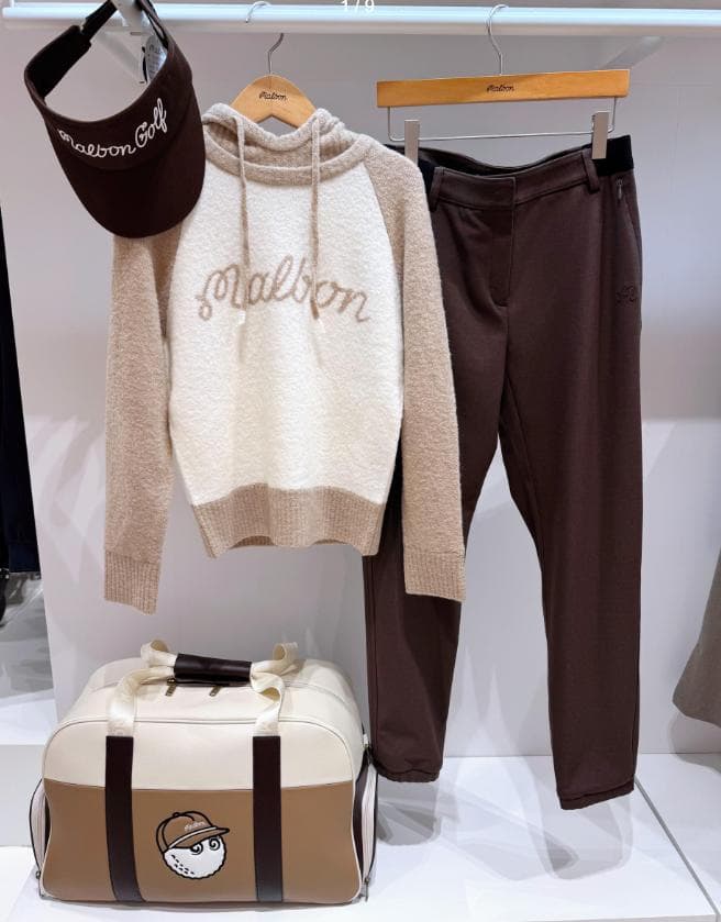 Malbon Golf ニットパーカー レディース フード付き 秋冬モデル