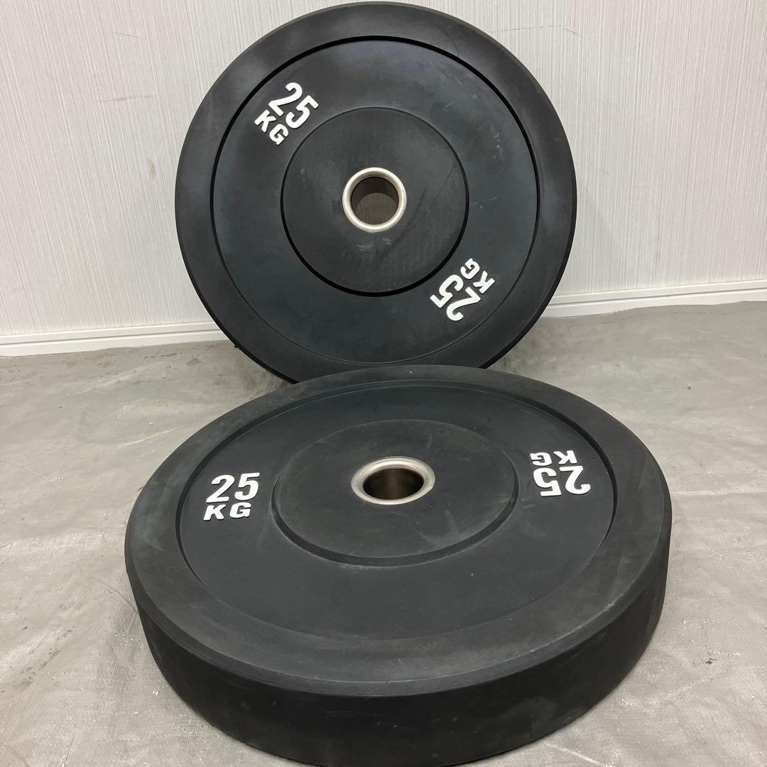 ★最安★バンパープレート黒25kg×2枚 ウエイトリフティング