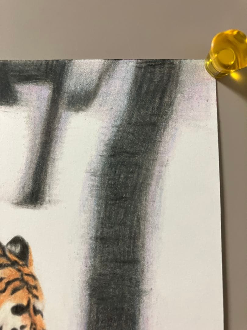 猛虎雪林を抜け 色鉛筆画