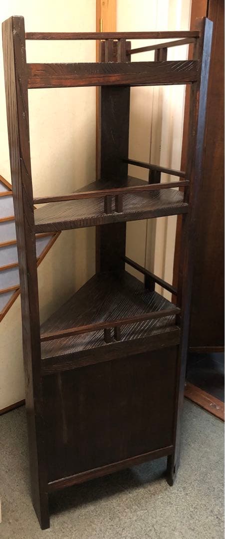 古式家具　和棚　コーナー棚(2段)