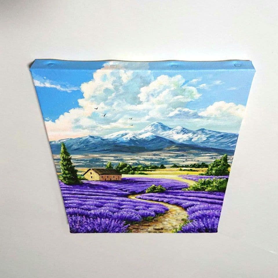 【ラベンダーの道】アクリル画 F3 風景画 絵画