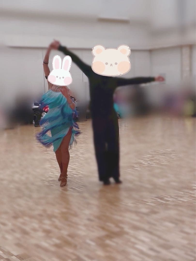 タカダンス ラテンドレス フリンジ ブルー 社交ダンスドレス 競技 デモ