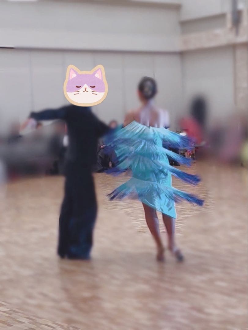 タカダンス ラテンドレス フリンジ ブルー 社交ダンスドレス 競技 デモ