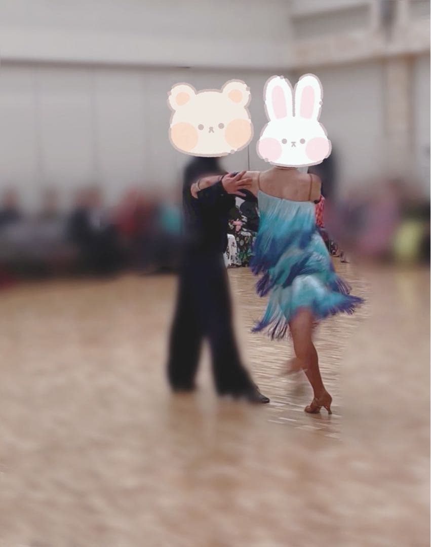 タカダンス ラテンドレス フリンジ ブルー 社交ダンスドレス 競技 デモ