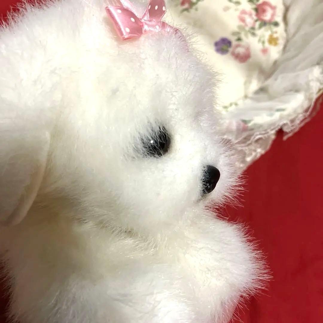 ぬいぐるみ犬　マルチーズ　白い犬　子犬わんちゃん　レトロぬいぐるみ犬　リアル