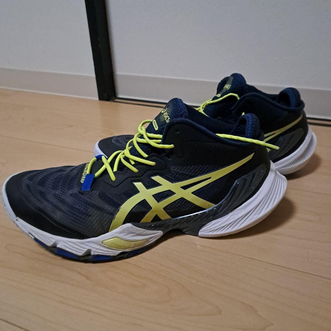 asics メタライズ バレーボールシューズ　28.5 ネイビー/イエロー