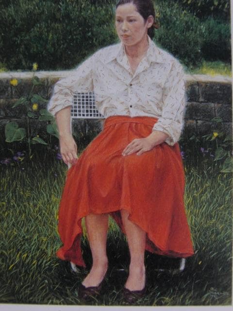 山本貞、【七月の庭】、希少な額装用画集画、新品高級額 額装付、状態良好