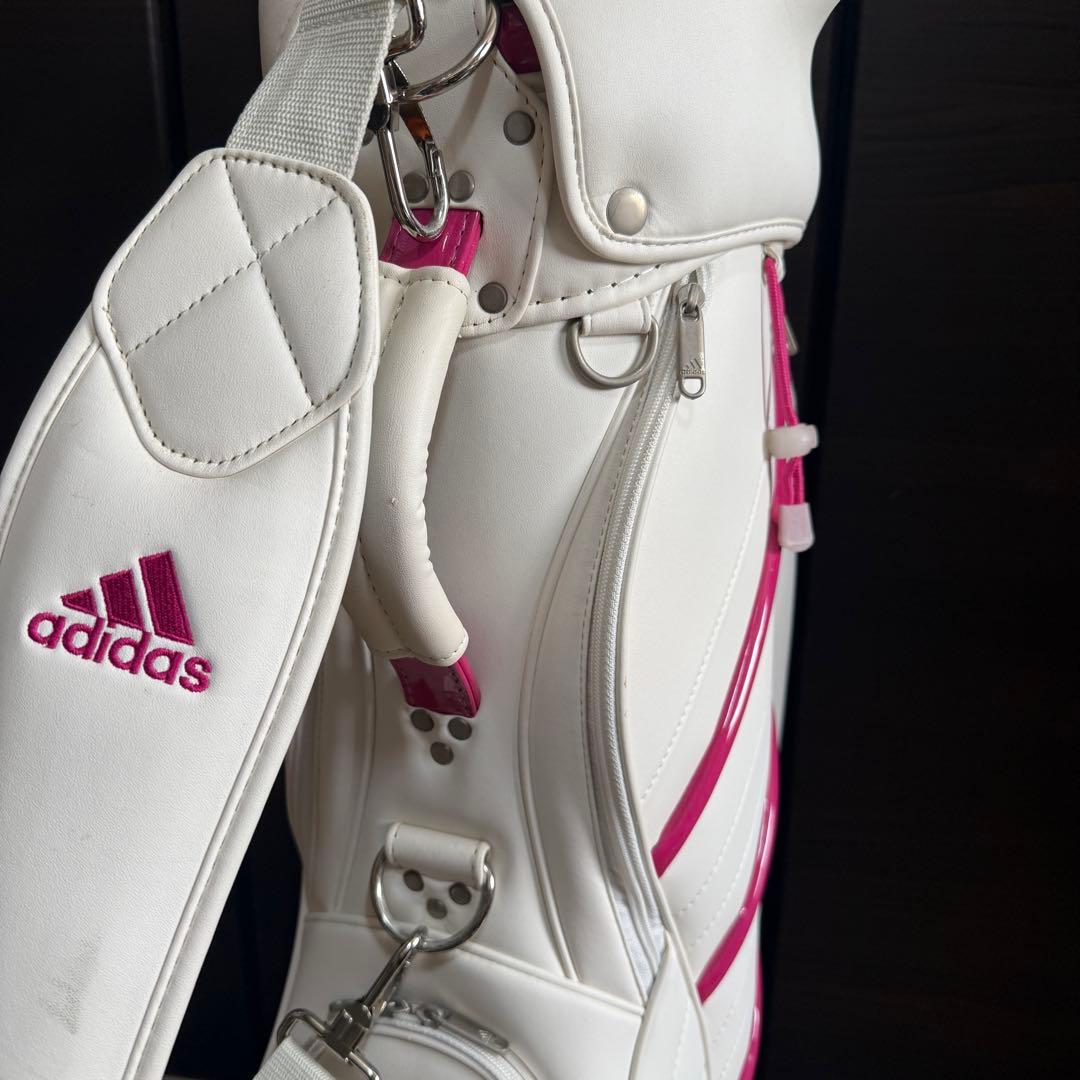 adidas キャディバッグ ゴルフバッグ ホワイト/ピンク