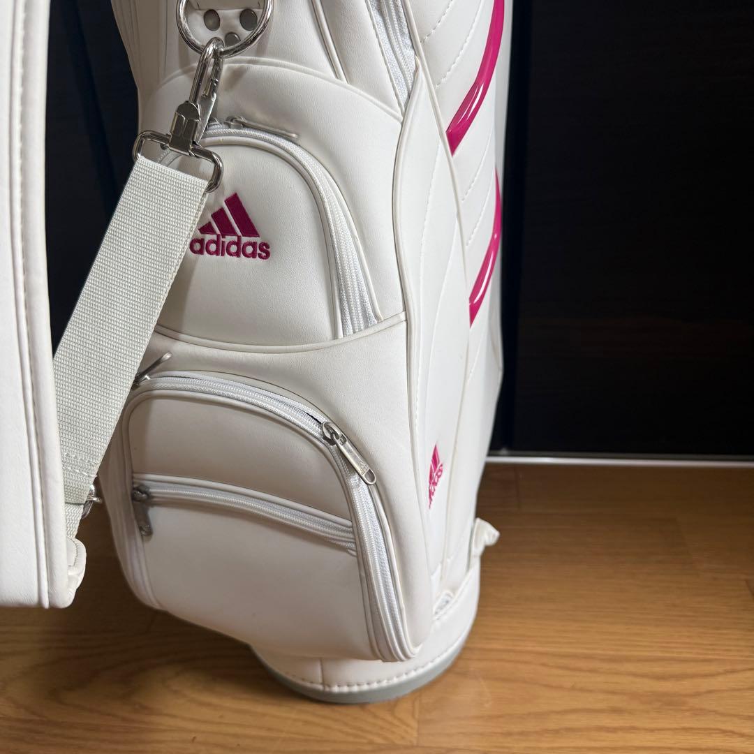 adidas キャディバッグ ゴルフバッグ ホワイト/ピンク