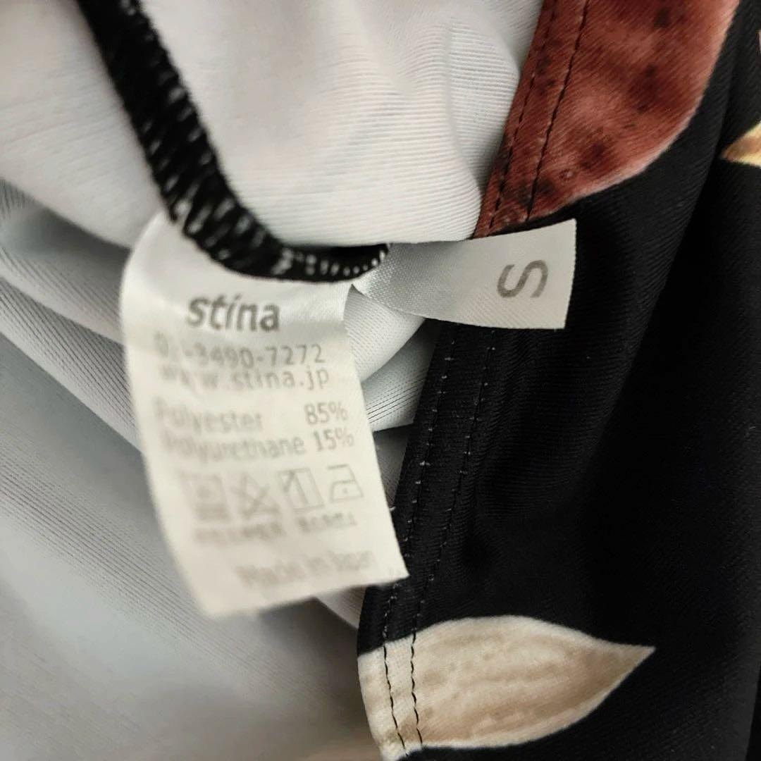 【stina】花柄キャップスリーブレオタード　ブラックベース　Sサイズ