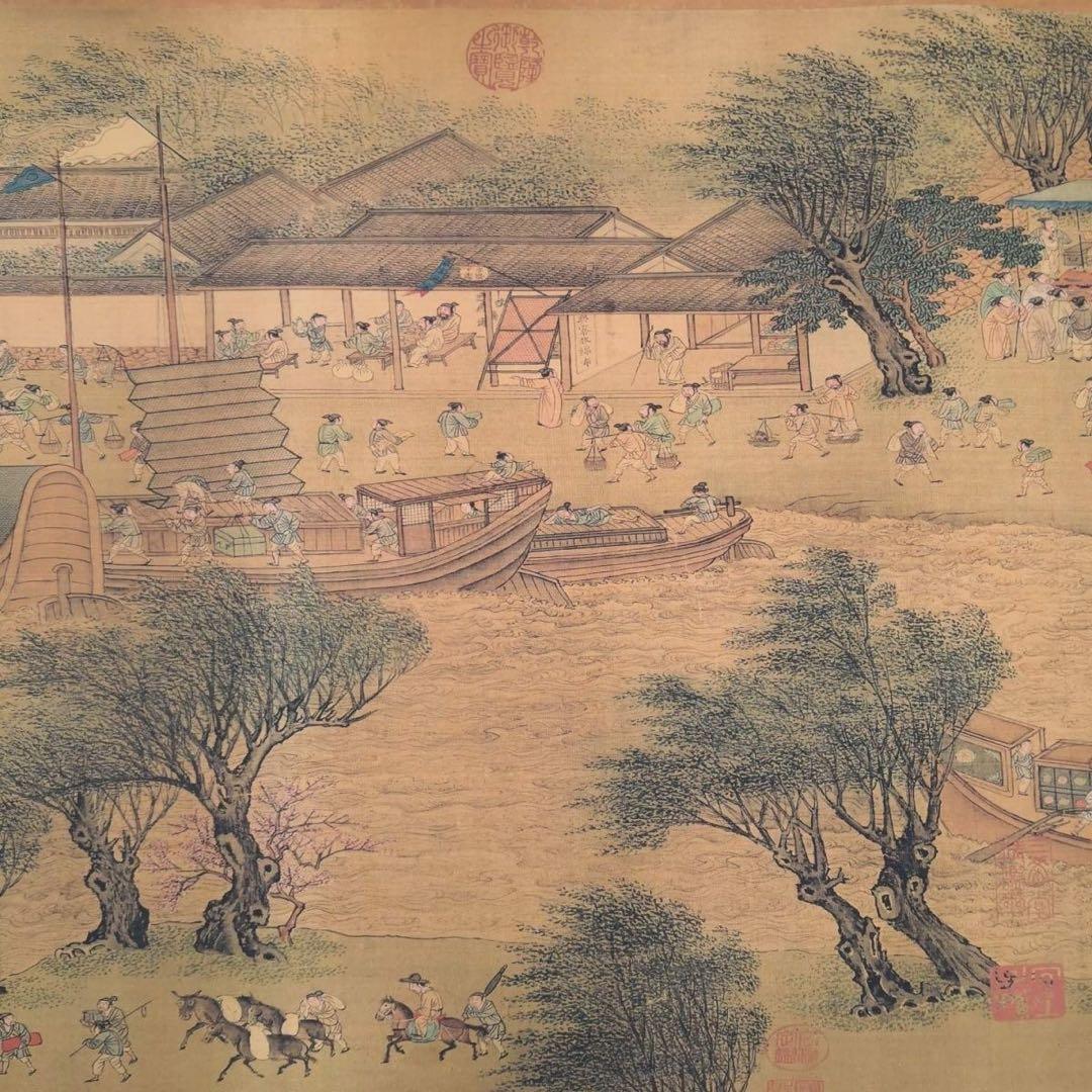 清明上河図 掛軸 長巻 70×330cm