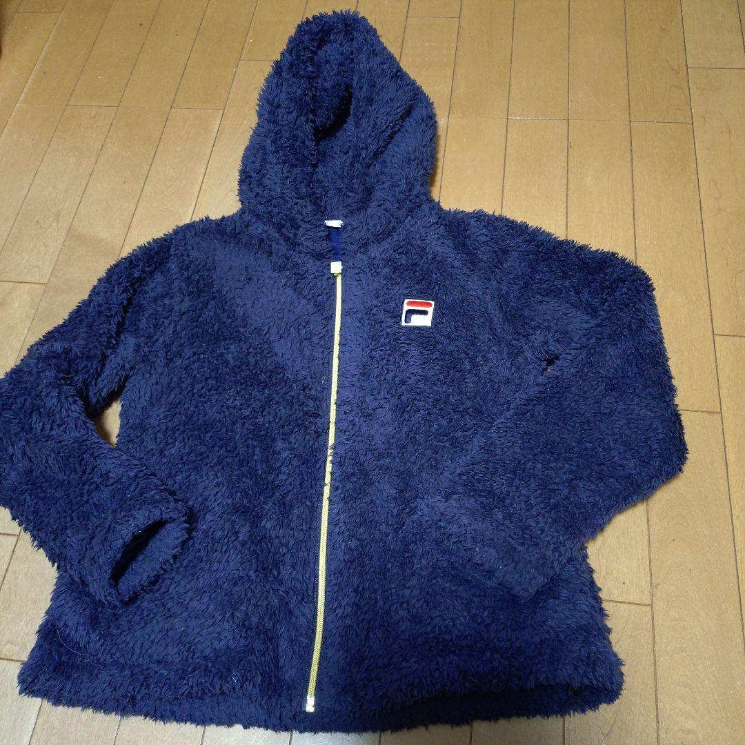 FILA ボアフリースフードジャケット ネイビー