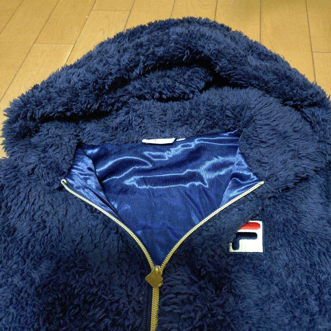 FILA ボアフリースフードジャケット ネイビー