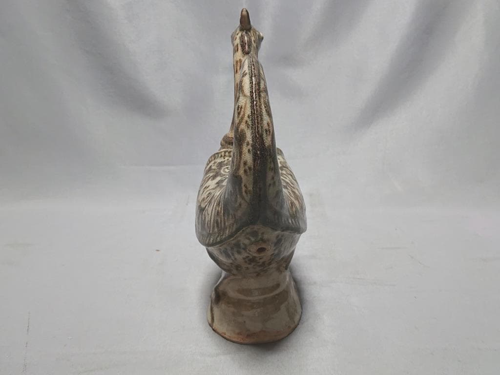 コレクター収集品　タイ　カロン鉄絵 唐草紋 クジャク形　水注15～16世紀