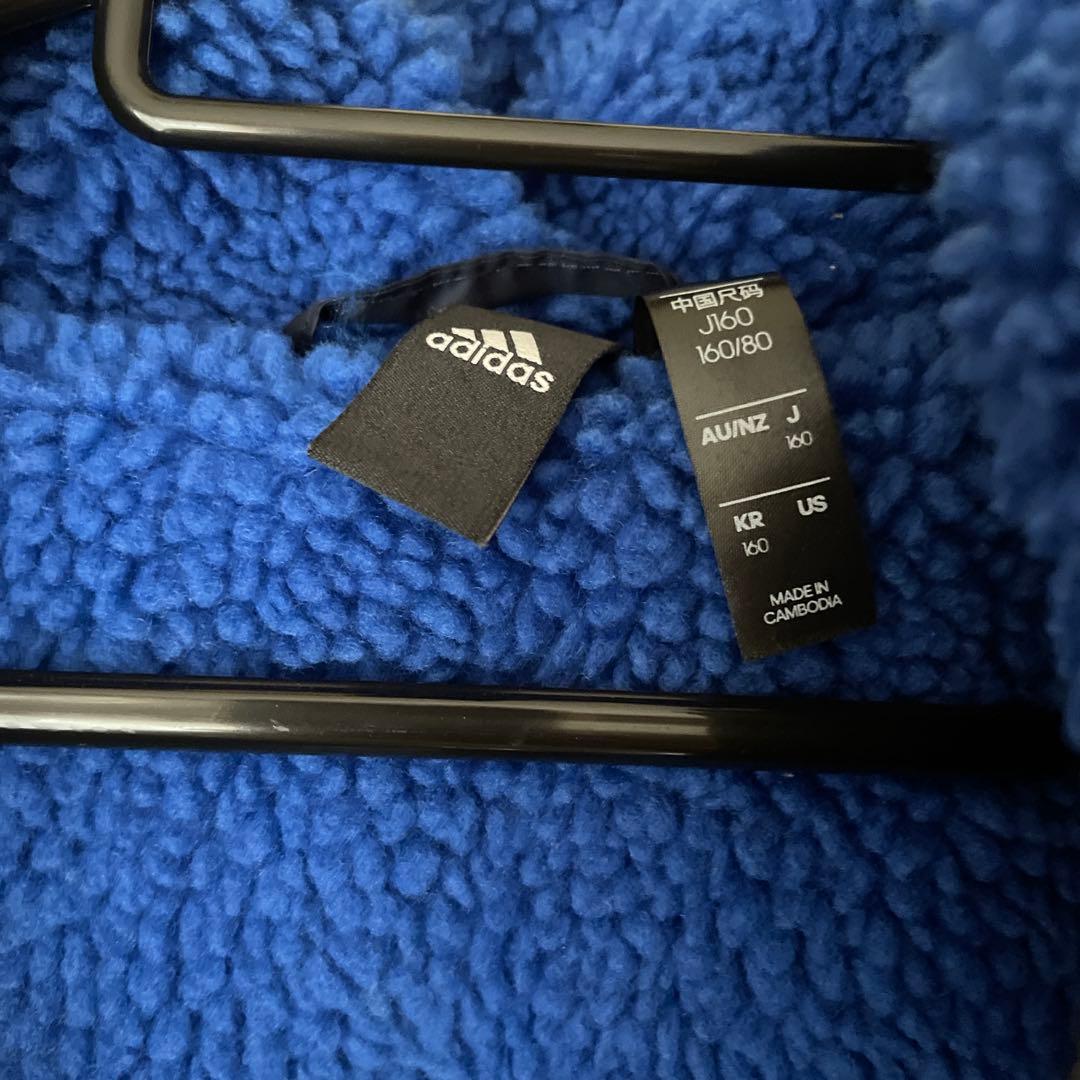 adidas ネイビー ベンチコート フード付き